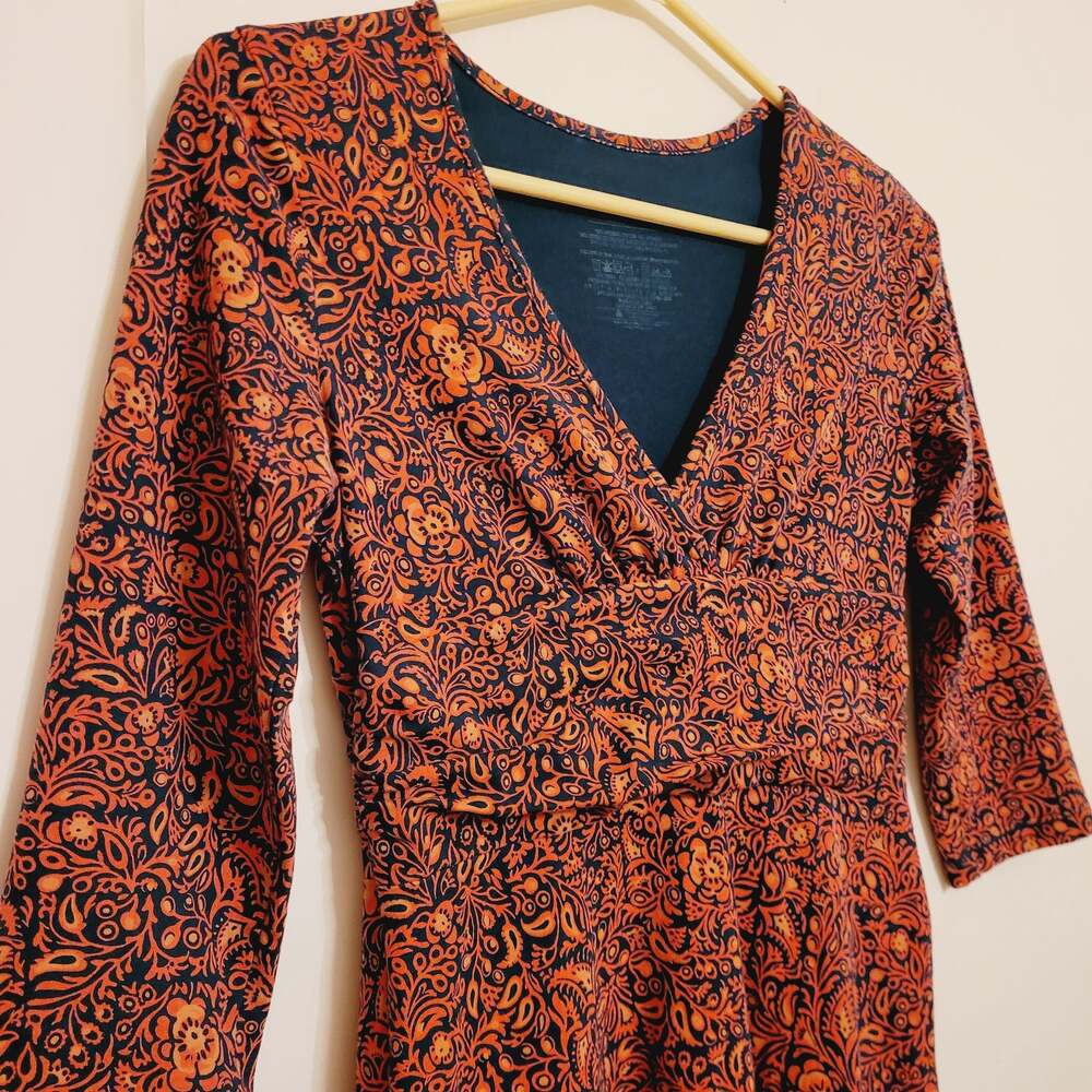 Patagonia Margot orange and bluel floral paisley dress Size XS Granola Boho - Picture 4 of 6